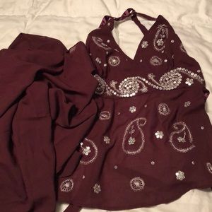 Belly dance shirt and shawl